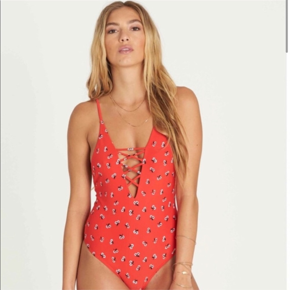 Red Floral Billabong one piece